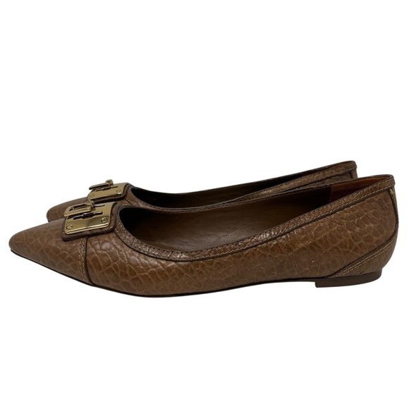 Tory Burch Tan Leather Flats with Gold Accent - Picture 5 of 9
